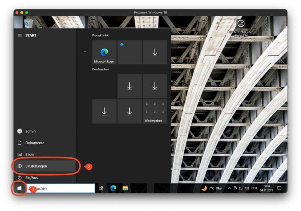 So öffnest Du die Windows-Einstellungen.